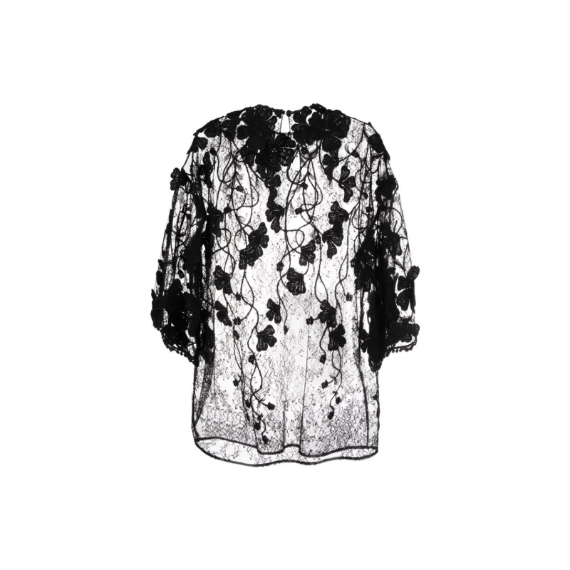 ELIE SAAB Drop Shoulder Sleeve T Shirt Women's Black-1