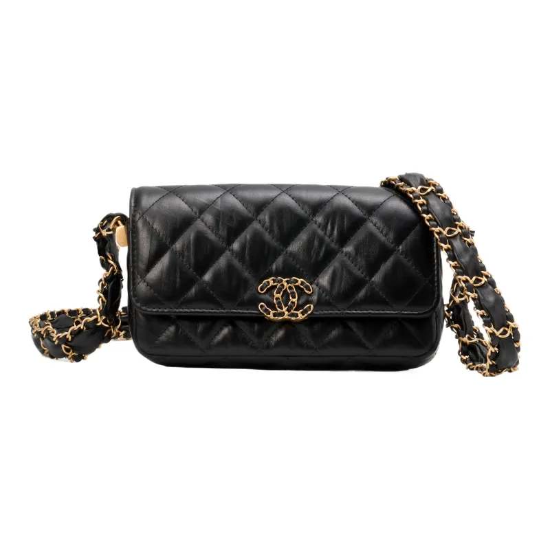 CHANEL Cow Leather Flap Bag, Shoulder Bag, Crossbody Bag Women's Black-0