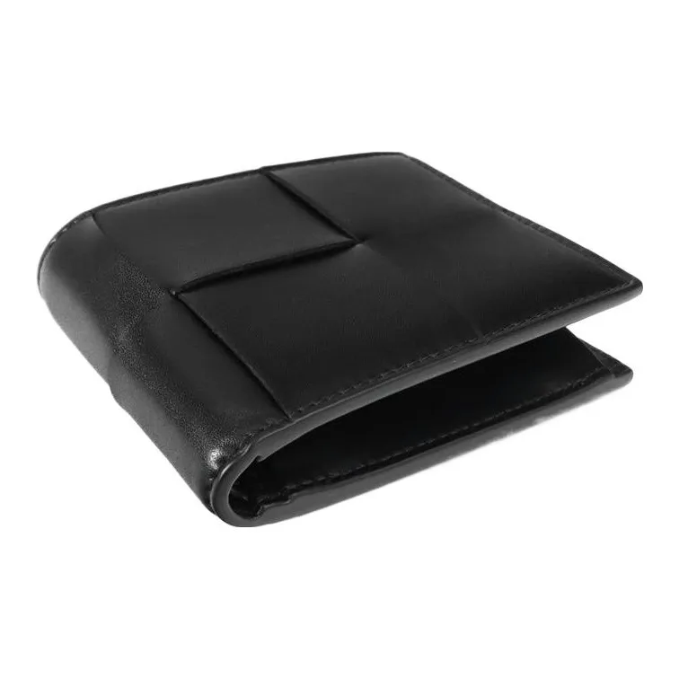 Bottega Veneta Cow Leather Coin Purses Wallets Men's Black-3