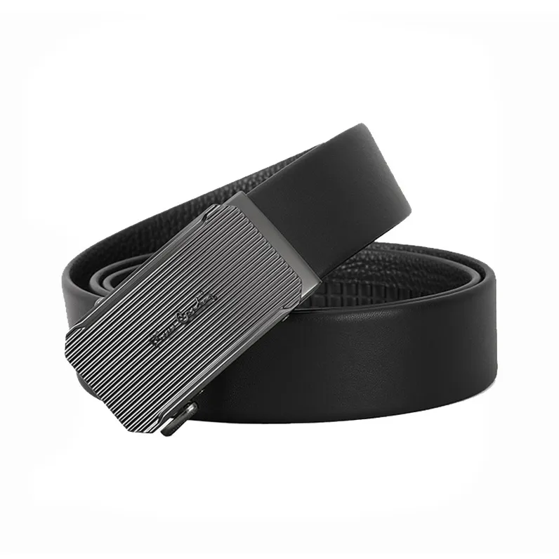PIERRE CARDIN Men's Business, Casual, Automatic Buckle Top Grain Cow Leather Belts Men's Black Width 3.5cm-1