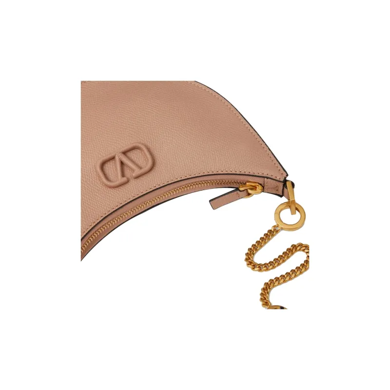 Valentino Vlogo Grain Calfskin HOBO Bag Shoulder Bag, Handbag Mini Women's Cinnamon Pink-3