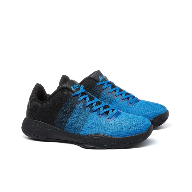 VOIT Basketball Shoes Men Low Top Black/Ice Blue-2