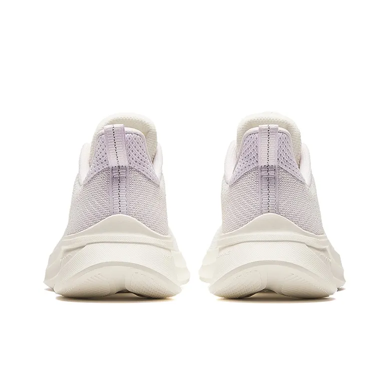 Anta Cushioned Wear Resistant Breathable Lightweight Low Top Casual Running Shoes Women's White Purple-3