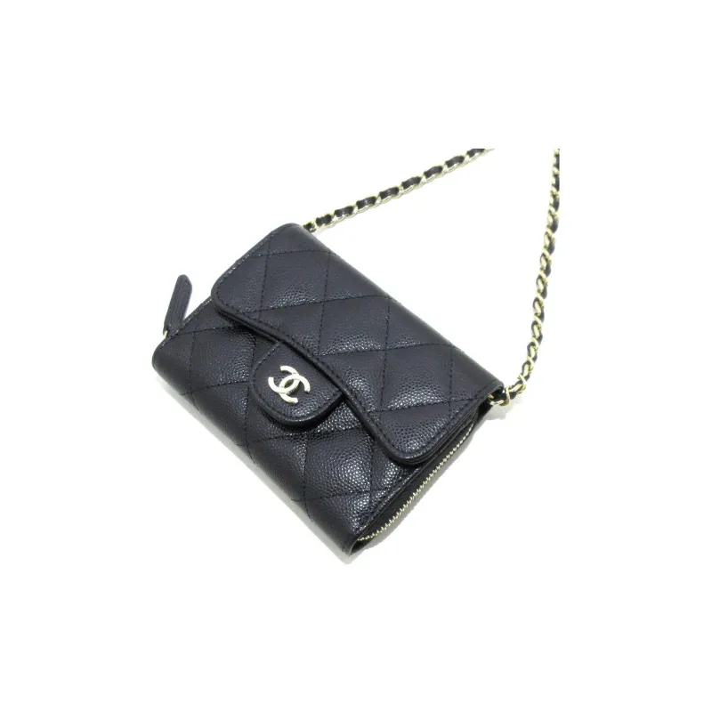 CHANEL Caviar Calfskin Shoulder Bag, Crossbody Bag, Wallet Women's Black-1
