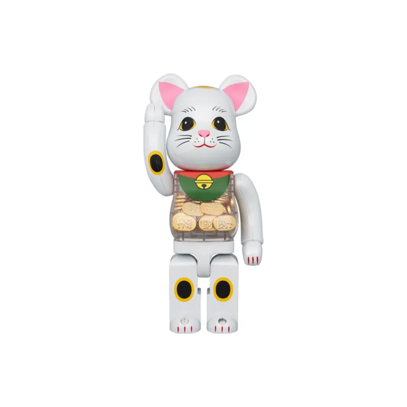Bearbrick Maneki Neko White Plated Luminous-2