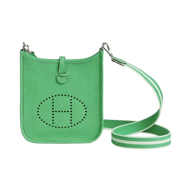 HERMES Evelyne Leather Crossbody Bag Shoulder Bag Unisex Green-4