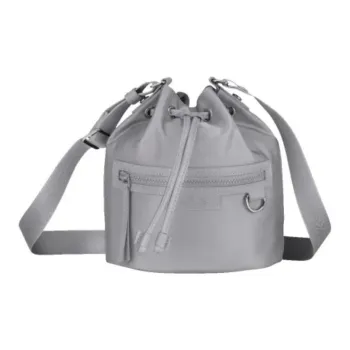 LONGCHAMP Le Pliage Néo Coated Canvas Bucket Bag Crossbody Bag Small Size Women's Cement Gray