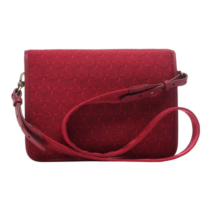 LI NING 1990 Fabric With Leather Messenger Bag Shoulder Bag Crossbody Bag Regular Unisex Red-2