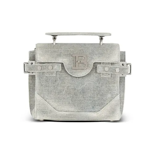BALMAIN B BUZZ Calfskin Shoulder Bag, Crossbody Bag, Handbag Women's Gray