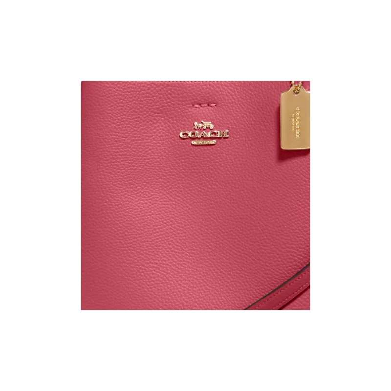 COACH Town Polished Leather Bucket Bag, Handbag, Shoulder Bag, Crossbody Bag Small Size Women's Peach Pink-5