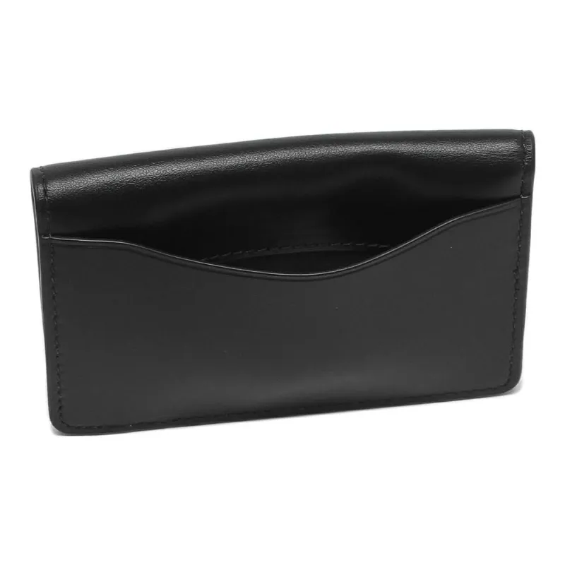 COACH Calfskin Card Holder, Wallet Unisex Black-3