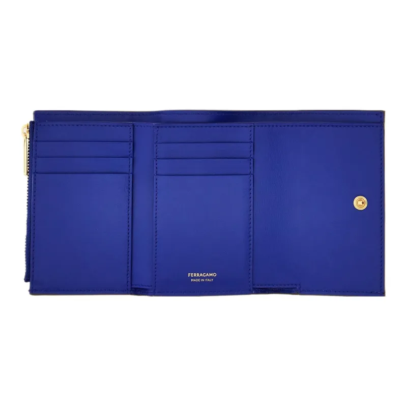 FERRAGAMO Palm Calfskin Wallet Women's Clay Lapis Lazuli Mix-3