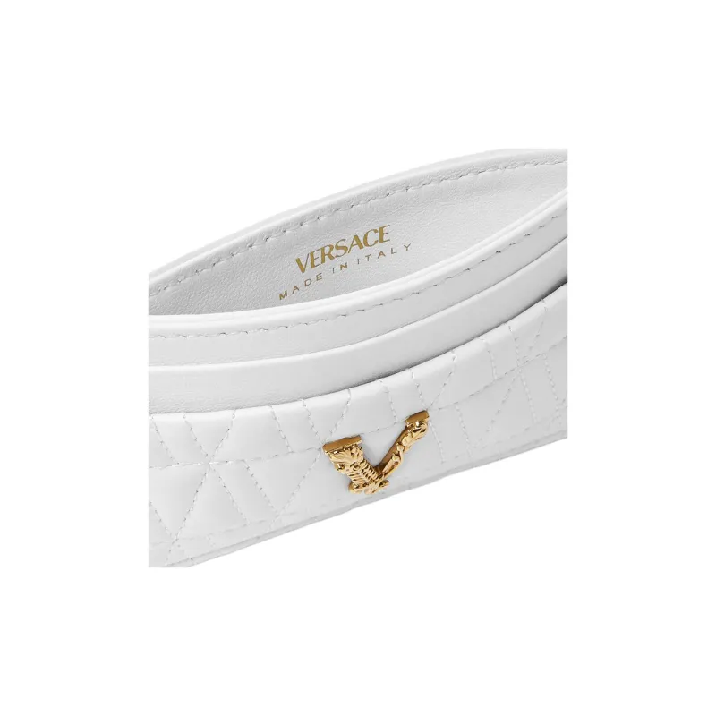 VERSACE Virtus Lambskin Card Holder Women's White-2