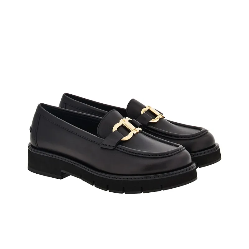 FERRAGAMO Gancini-plaque Leather Loafers-2