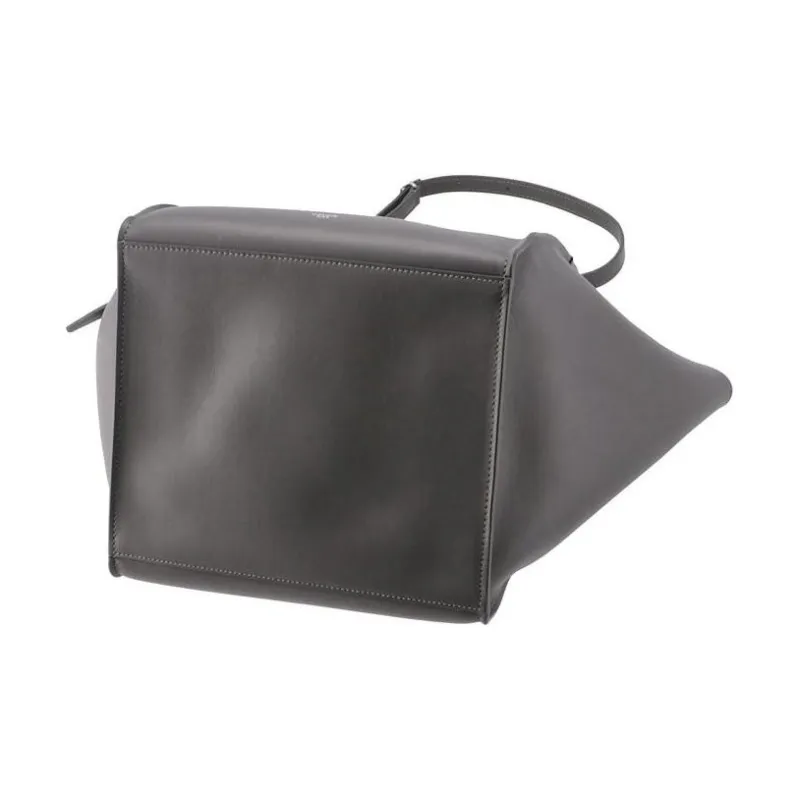 CELINE Smooth Calf Leather Tote Bag Shopping Bag Handbag Shoulder Bag Crossbody Bag Medium Size Women's Gray-4