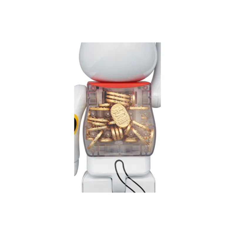 Bearbrick Maneki Neko White Plated Luminous-3