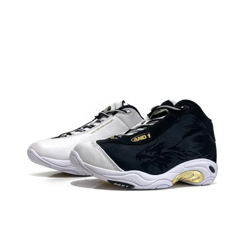 AND1 Taichi Cushioning Wear-Resistant Low-Top Basketball Shoes Men's Black White-2