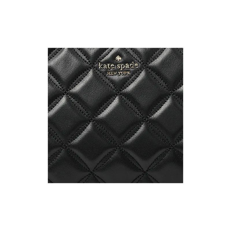 Kate Spade Natalia Quilting Cow Leather Shoulder Bag Chain Camera Bag Crossbody Bag Small Size Women's Black-3