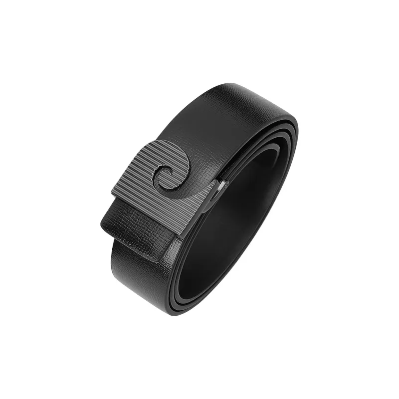 PIERRE CARDIN Business, Casual, Plate Buckle Cow Leather Belts Men's Black Width 3.5cm-4