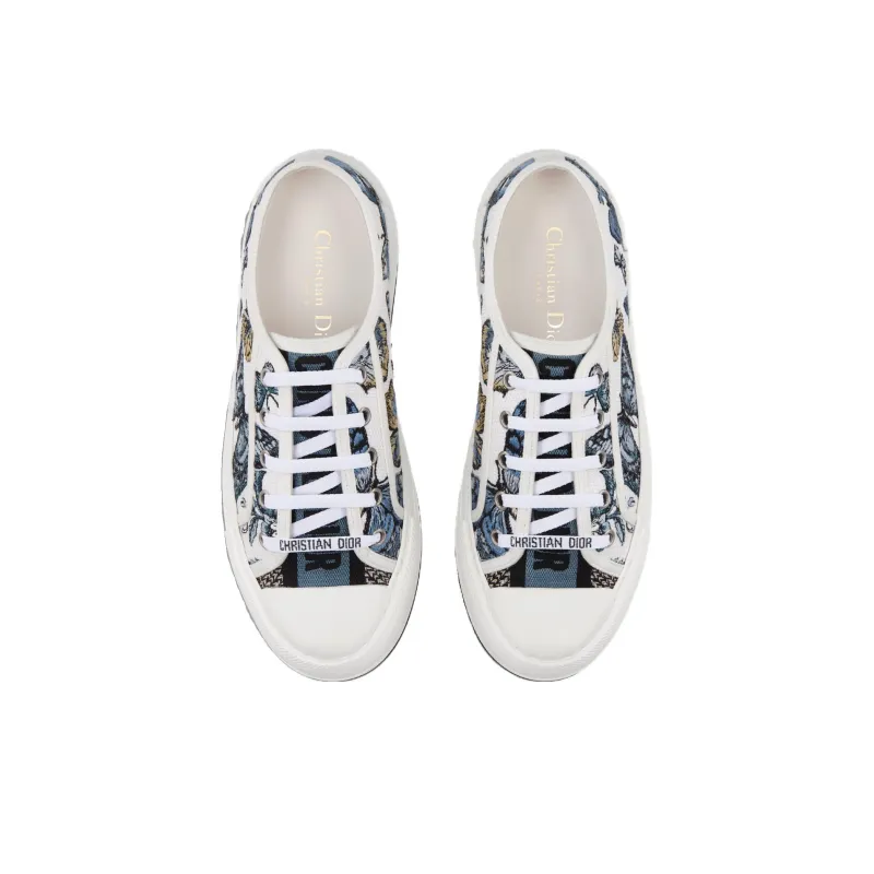 DIOR Walk'n'Dior Platform Shoes Low-Top Skateboard Shoes Women's Blue White-3