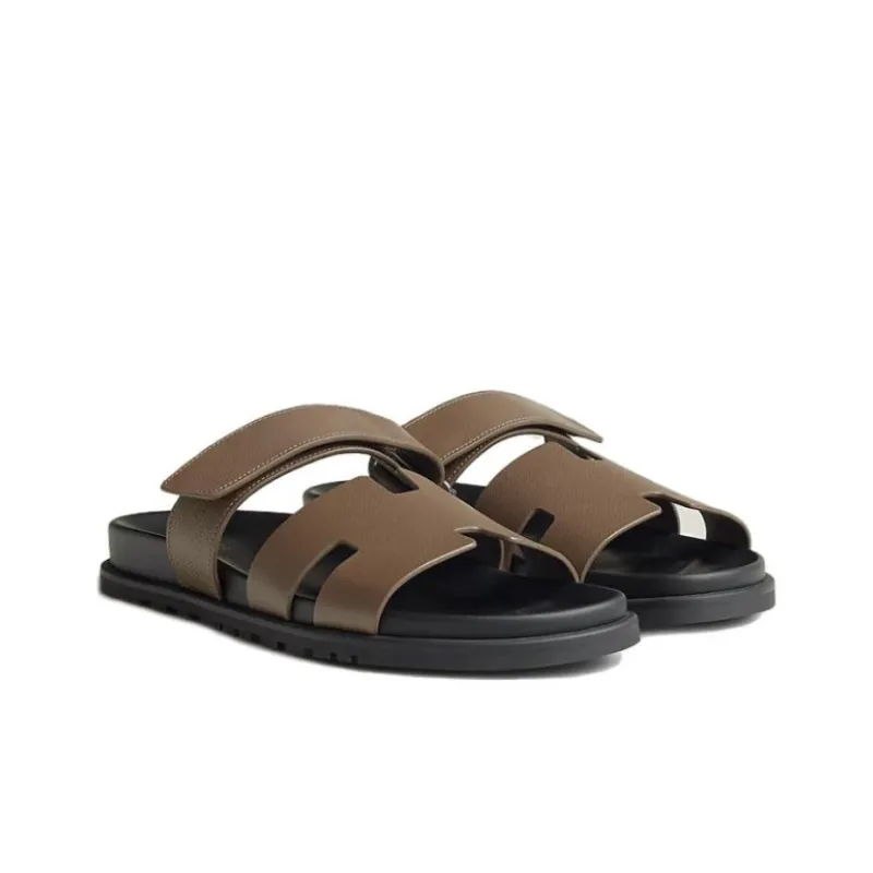 HERMES Chypre Rubber Sole Slide Slippers Men's Elephant Gray-2