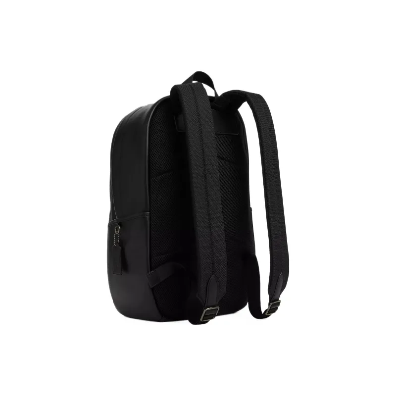 COACH Edge Coated Canvas With Smooth Calfskin Backpack Large Size Men's Gunmetal & Wood Charcoal & Black-1