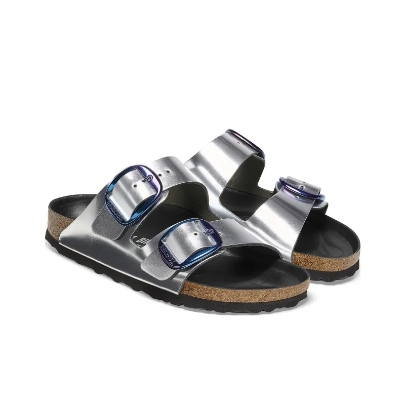 Birkenstock Slide Slippers Women's Metallic Silver Regular-2