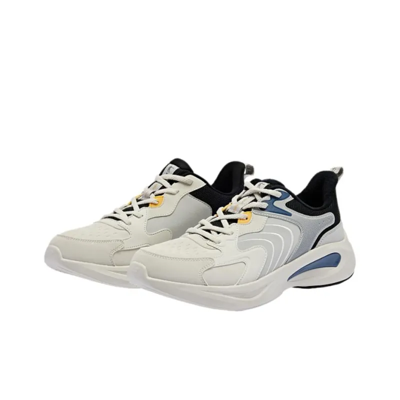 QIAODAN Anti Slip Wear Resistant Running Shoes Men's White Gray-2