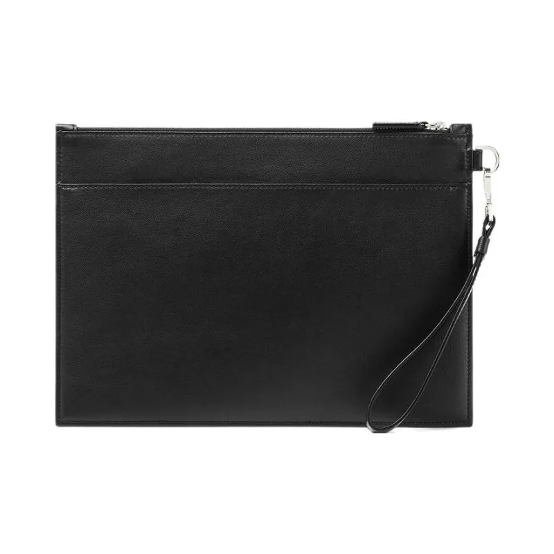 VERSACE MEDUSA BIGGIE Series Smooth Cow Leather Clutch Men's Black & Silver-2