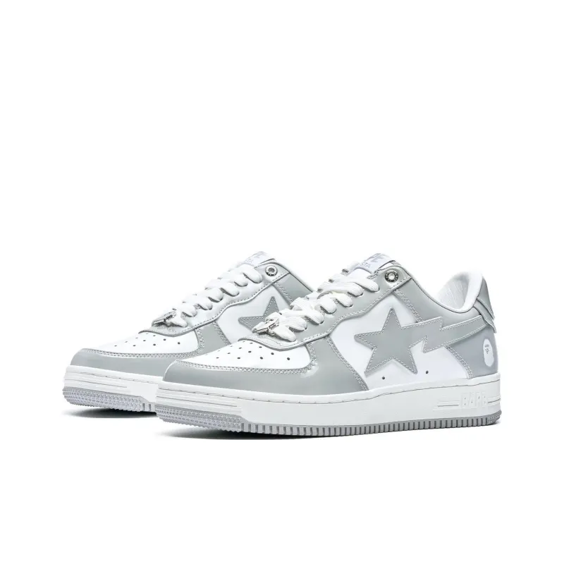 A BATHING APE Bape Sta Patent Leather White Grey 2023-2