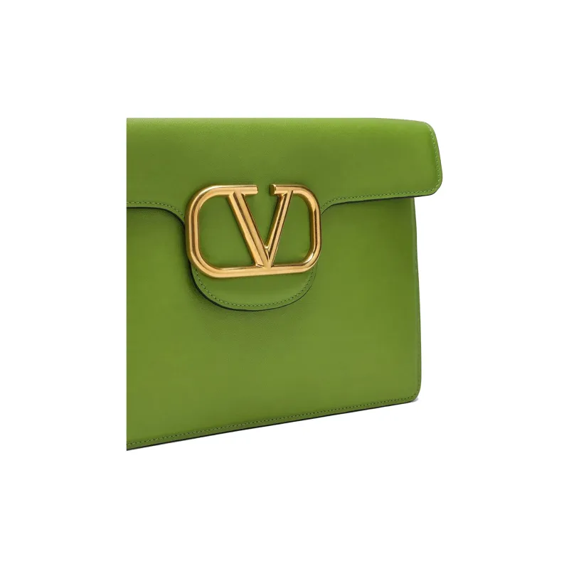 Valentino Leather Envelope Bag Clutches Women's Green-3