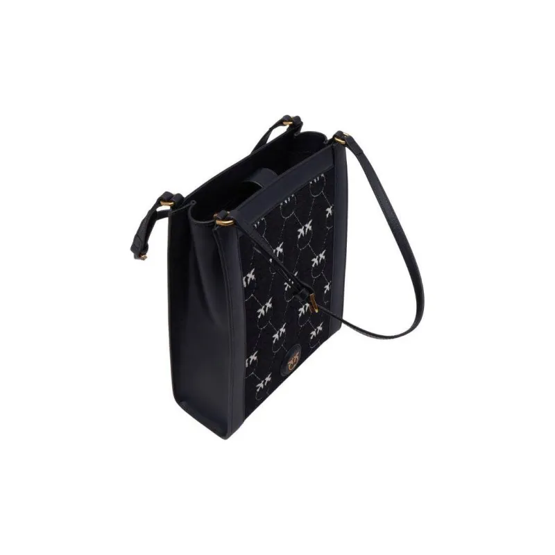 PINKO Leather Tote Bag, Shopping Bag, Shoulder Bag, Handbag Mini Women's Black-2
