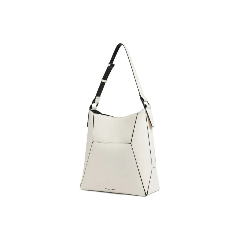 CHARLES&KEITH PU Tote Shoulder Bag Large Size Women's Noir Black/Dark Brown/Multi Composite Color-9