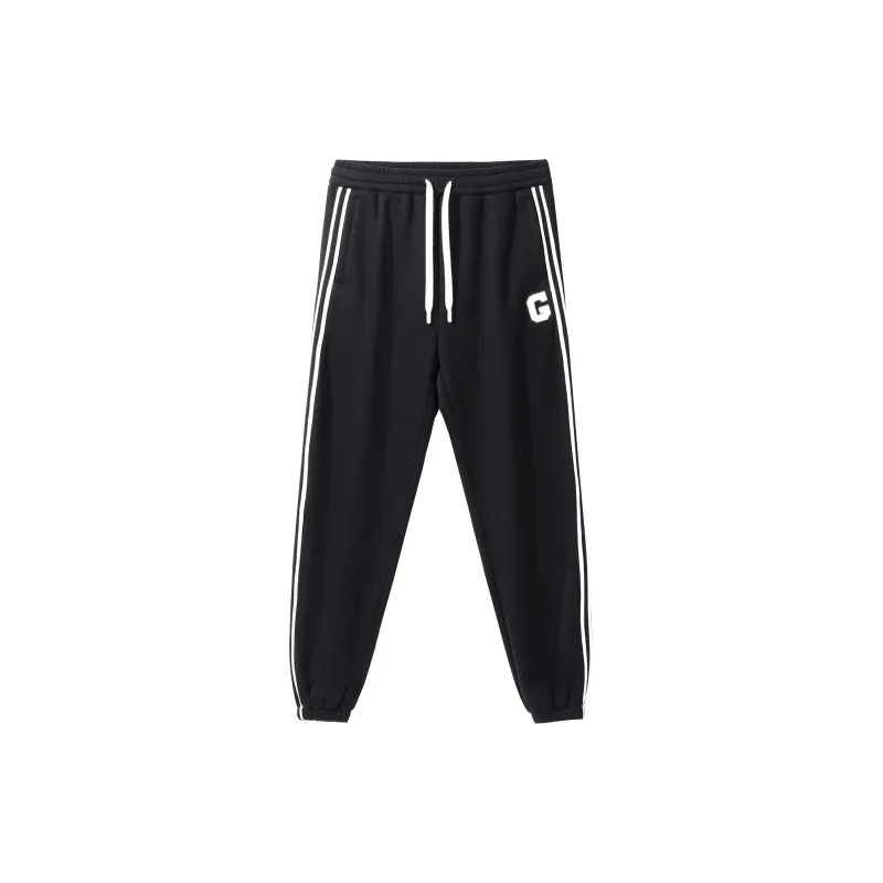 GXXX Knitted Fabric Glow In The Dark Casual Sweatpants Unisex Black-1
