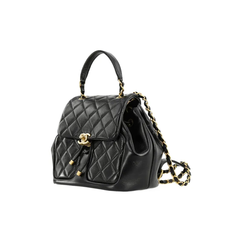 CHANEL Sheepskin Backpack Women's Black-1