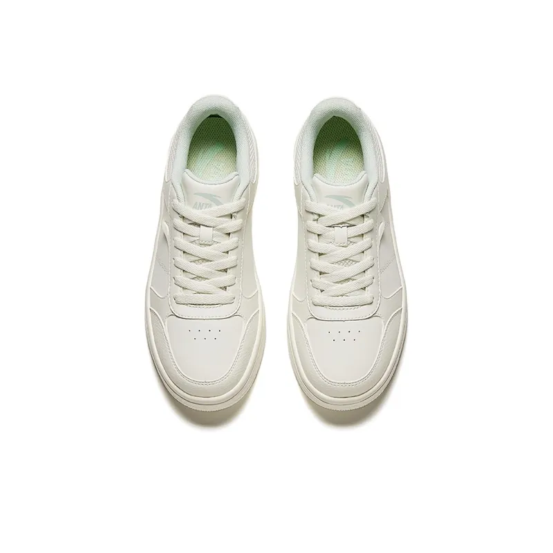 Anta Cushioning, Wear Resistant Low Top Skateboard Shoes Women's White Green-2