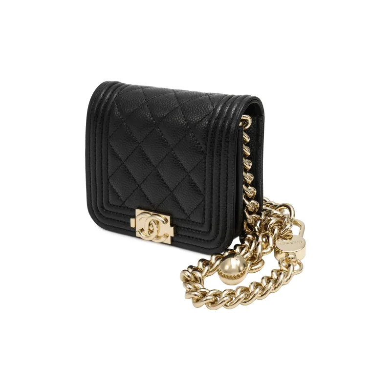 CHANEL LEBOY Grained Calfskin Shoulder Bag, Crossbody Bag, Fanny Pack Women's Black-1