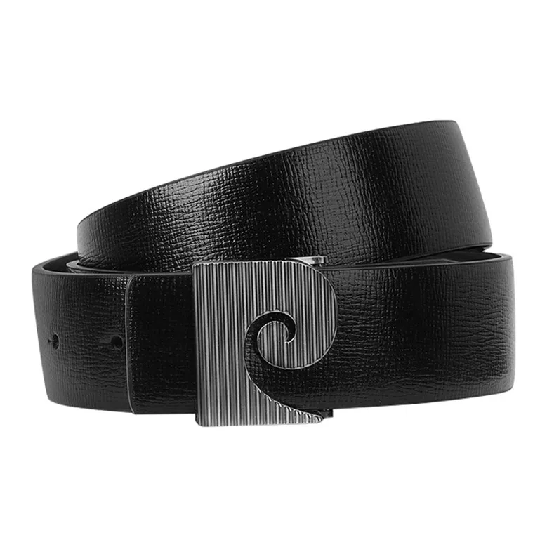 PIERRE CARDIN Business, Casual, Plate Buckle Cow Leather Belts Men's Black Width 3.5cm-1