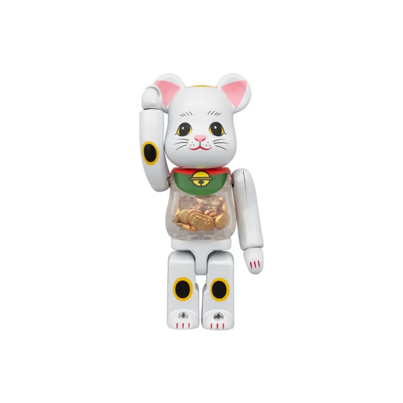 Bearbrick Maneki Neko White Plated Luminous-1