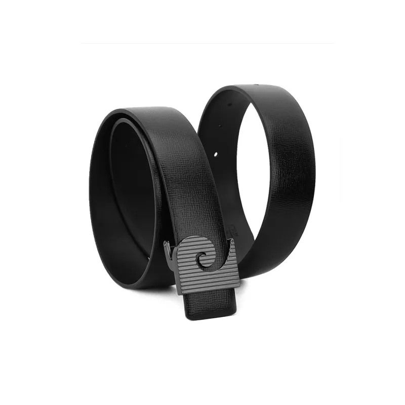 PIERRE CARDIN Business, Casual, Plate Buckle Cow Leather Belts Men's Black Width 3.5cm-3