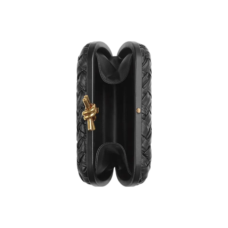 Bottega Veneta Knot Foulard Intrecciato Minaudiere Black-3