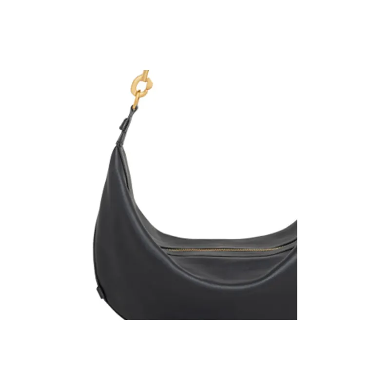 CELINE Imitation Deerskin Soft Calfskin One Shoulder Handbag Medium Size Women's Black-4