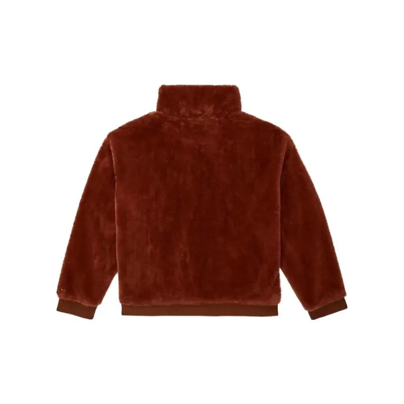 Tommy Hilfiger Faux Fur Hoodie Tops Jackets Coats Women's Red Brown-1