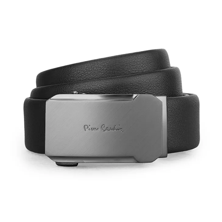 PIERRE CARDIN Business, Casual, Automatic Buckle Top Grain Cow Leather Belts Men's Black Width 3.4cm-4