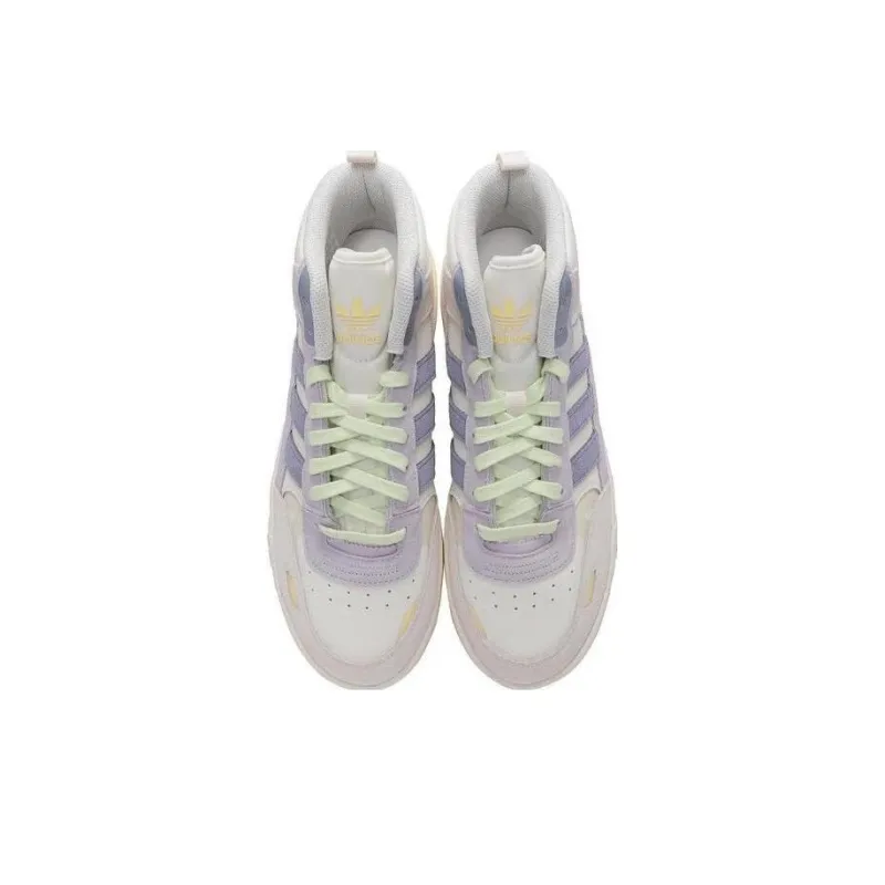 Adidas Originals Post Up Slip Resistant Mid Top Skateboard Shoes Unisex White Purple-2