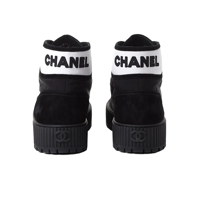 CHANEL High Top Stylish Skateboarding Shoes Women's Black-4