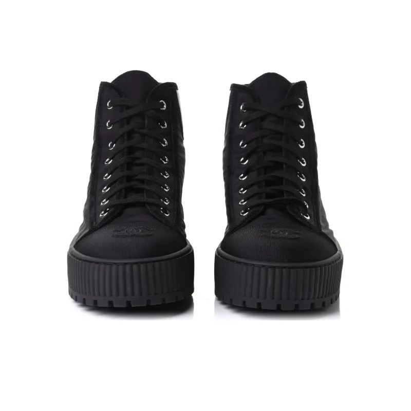 CHANEL High Top Stylish Skateboarding Shoes Women's Black-3