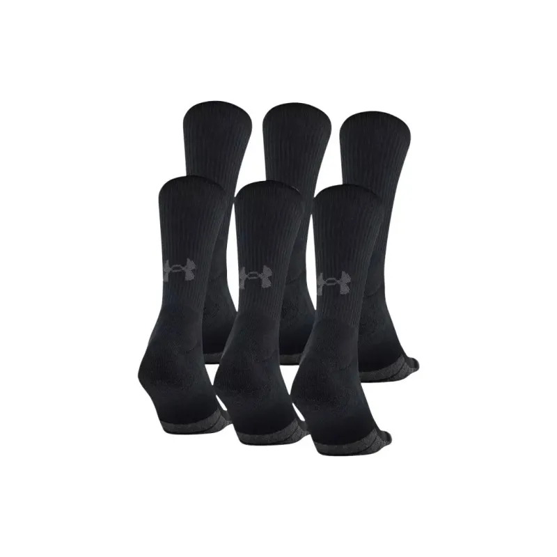 Under Armour Unisex UA Performance Tech Crew 6-Pack Socks Mid-Calf Socks Unisex 6 Pack Black/Graphite Ink-1