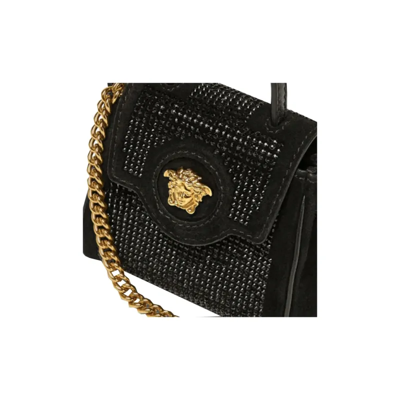 VERSACE La Medusa Calfskin Crossbody Bag Shoulder Bag Mini Women's Black-4
