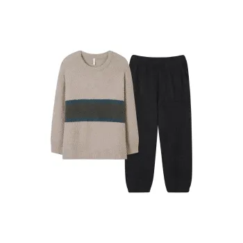 Sha Qian Pajama Set For Fall And Winter Men's Milk Tea Beige